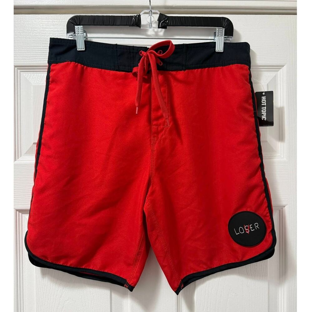 Mens Swim Trunks Size Medium Hot Topic‎ M IT movie Pennywise Clown Loser Red New